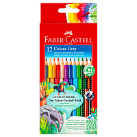 Карандаши цветные Faber-Castell "Grip", 12цв., трехгран., заточен., картон, европодвес. 112412