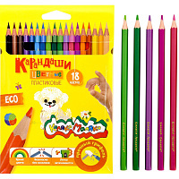 Набор цветных карандашей Каляка-Маляка 18 цв. шестигран. корп. пластик карт.уп.