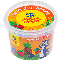 Тесто для лепки 7 цветов*60гр, "Енот на каникулах", пластиковое ведро: ТЛ_12207 штр.: 4680211102074