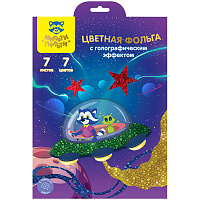 Фольга цветная A4, Мульти-Пульти "Приключения Енота", 7л., 7цв., голографическая, в папке Ф7А4г_16860