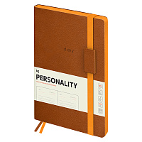 Ежедневник недатированный, B5, 136л., мягкий переплет, кожзам, BG "Personality. Brown", коричневый, цветной срез, на резинке, карман