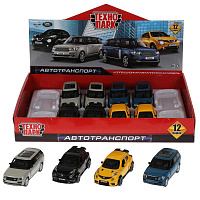 Машина металлическая NISSAN JUKE/RANGE ROVER VOGUE 12см,двер,баг, инерц, ассорт. Технопарк