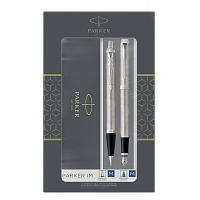 Набор Parker "IM Duo": шар. ручка IM Stainless Steel CT, синяя, 1,0мм + перьевая ручка IM Stainless Steel CT, подарочная упаковка