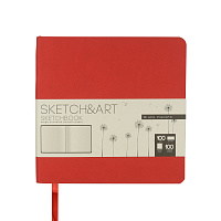 SKETCHBOOK SKETCH&ART BV, ORIGINAL,145х145 мм, 100 л., БЕЖЕВЫЙ 100 гр. В МЯГКОМ ПЕРЕПЛЕТЕ (КРАСНЫЙ)