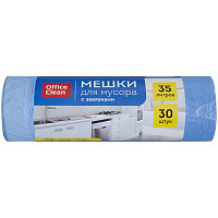 Мешки для мусора  35л OfficeClean ПНД, 48*52см, 13мкм, 30шт, синие, в рулоне, с завязками: 243960/И штр.: 4680211124632