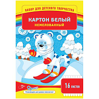 Картон белый А4 16л., немелованный, в папке: Нкн16б_6962