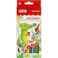 Карандаши цветные 24цв/наб 12шт3-гран,двустр№1 School/Комус Класс ColorPics