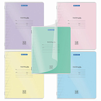 Тетрадь пластиковая обложка (прозрачная) 12 листов, косая линия, BRAUBERG "Smart Cover", АССОРТИ (микс в спайке), 405024