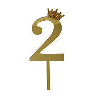 Топпер цифра 2 Корона GOLD 18 см
