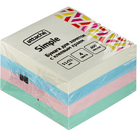 Стикеры Attache Simple куб 51х51, пастель 4 цвета 400 л.