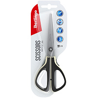 Ножницы Berlingo "Easycut 300", 19см, белые, мягкие вставки, европодвес