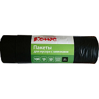 Мешки для мусора Комус ВД с завяз 100л 65x80см 50мкм серые 10шт/рул штр.  4630012881975