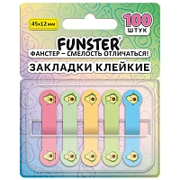 Закладки клейкие Z-сложения FUNSTER (ФАНСТЕР) "Авокадо", 45х12 мм, 100 шт., (5 цветов х 20 листов), в диспенсере, 116696