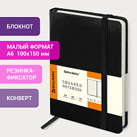 Блокнот МАЛЫЙ ФОРМАТ (100х150 мм) А6 BRAUBERG "Metropolis", балакрон, резинка, 80 л., черный, 111589