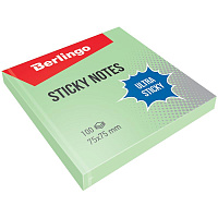 Самоклеящийся блок Berlingo "Ultra Sticky", 75*75мм, 100л, пастель, зеленый. LSn_39206