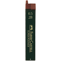 Грифели для механических карандашей Faber-Castell "Super-Polymer", 12шт., 0,5мм, 2B. 120502