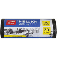 Мешки для мусора  30л OfficeClean ПНД, 48*55см, 6мкм, 30шт, черные, в рулоне: 228589/П штр.: 4680211075606