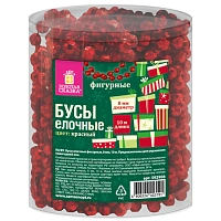 Бусы ёлочные "ФИГУРНЫЕ", диаметр 8 мм, 10 м, КРАСНЫЕ, пластик, ПВХ-бокс, ЗОЛОТАЯ СКАЗКА, 592908