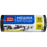 Мешки для мусора  30л OfficeClean ПНД, 48*58см, 8мкм, 20шт, черные, в рулоне: 243961/А штр.: 4680211124618