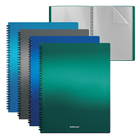 Папка файловая пластиковая на спирали Erich Krause Matt Ice Metallic, c 20 карманами, A4, ассорти (в пакете по 4 шт.)