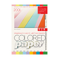 НАБОР ЦВЕТНОЙ БУМАГИ "BRIGHT COLORS" А4 200Л. 10ЦВ. "КРАШЕННАЯ В МАССЕ"