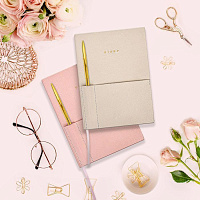 Ежедневник А5 недатированный LOREX ELEGANCE STYLISH COLLECTION 80 л. тв. обл. роз. с ручкой в кармашке ляссе тонир. бумага