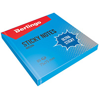 Самоклеящийся блок Berlingo "Ultra Sticky", 75*75мм, 80л, синий неон. LSn_39202