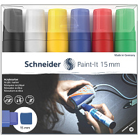 Набор маркеров акриловых Schneider "Paint-it 330", 15мм, ассорти, 6 штук
