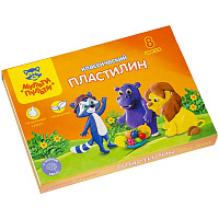 Пластилин "Приключения Енота" 08 цветов, 160гр, со стеком КП_10207