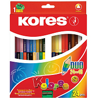 Карандаши цветные 48цв 24шт 3-гран,двустор с точилкой Kores 93224. штр.  7501037044676, 9023800932242