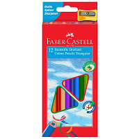 Карандаши цветные Faber-Castell 12цв., трехгран., заточен., картон, европодвес, с точилкой. 120523