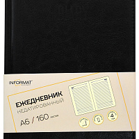 Ежедневник А6 недатированный INFORMAT ИДЕЯ 160 л. черн. тв. обл. тисн. ляссе лин.