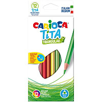 Карандаши пластиковые Carioca "Tita", 12цв., трехгран., заточен., картон, европодвес 42786