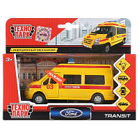 Машина металл звук-свет FORD transit реаним. 13см,, дв., баг., инерция, Технопарк