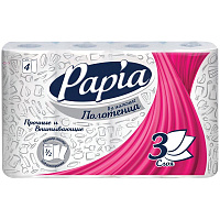 Полотенца бумажные в рулонах Papia, 3-х слойн., тиснение, белые, 1/2 листа, 4шт. 5048044