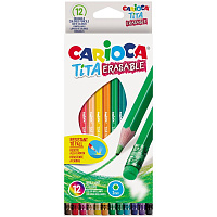 Карандаши пластиковые стираемые Carioca "Tita Erasable", 12цв., заточен., картон, европодвес 42897