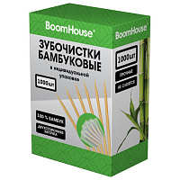 Зубочистки бамбуковые 1000 шт. в индивидуальной упаковке, BOOMHOUSE (БУМХАУС), 701950
