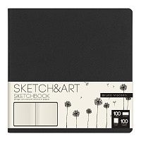 SKETCHBOOK SKETCH&ART BV, ORIGINAL,145х145 мм, 100 л., БЕЖЕВЫЙ 100 гр. В МЯГКОМ ПЕРЕПЛЕТЕ (ЧЕРНЫЙ)