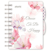 Бизнес-тетрадь А6,120л,кл,спир,пласт Attache Selection Flower Dreams 876753