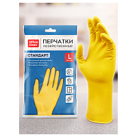 Перчатки резиновые OfficeClean хозяйственные Стандарт р.L, желтые, пакет с европодвесом 257666